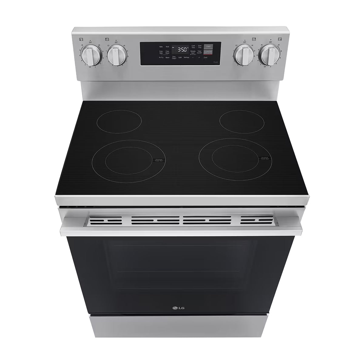 LG Estufa Eléctrica de Acero Inoxidable | 2-en-1 | Smart WiFi ThinQ | 6.3p3 | Air Fryer | Convección | Panel Digital | 30" | 4 Quemadores | Plateado
