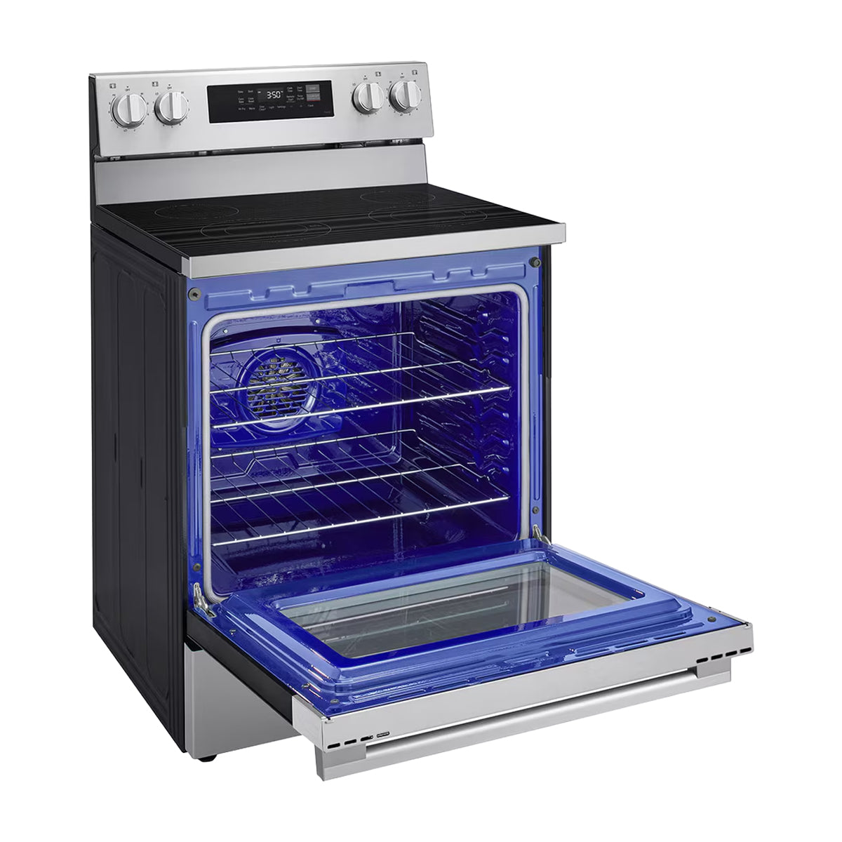 LG Estufa Eléctrica de Acero Inoxidable | 2-en-1 | Smart WiFi ThinQ | 6.3p3 | Air Fryer | Convección | Panel Digital | 30" | 4 Quemadores | Plateado