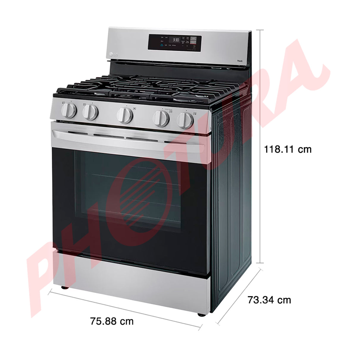 LG Estufa a Gas de Acero Inoxidable | Smart WiFi ThinQ | 5.8p3 | Easy Clean | Panel Digital | 30" | 5 Quemadores