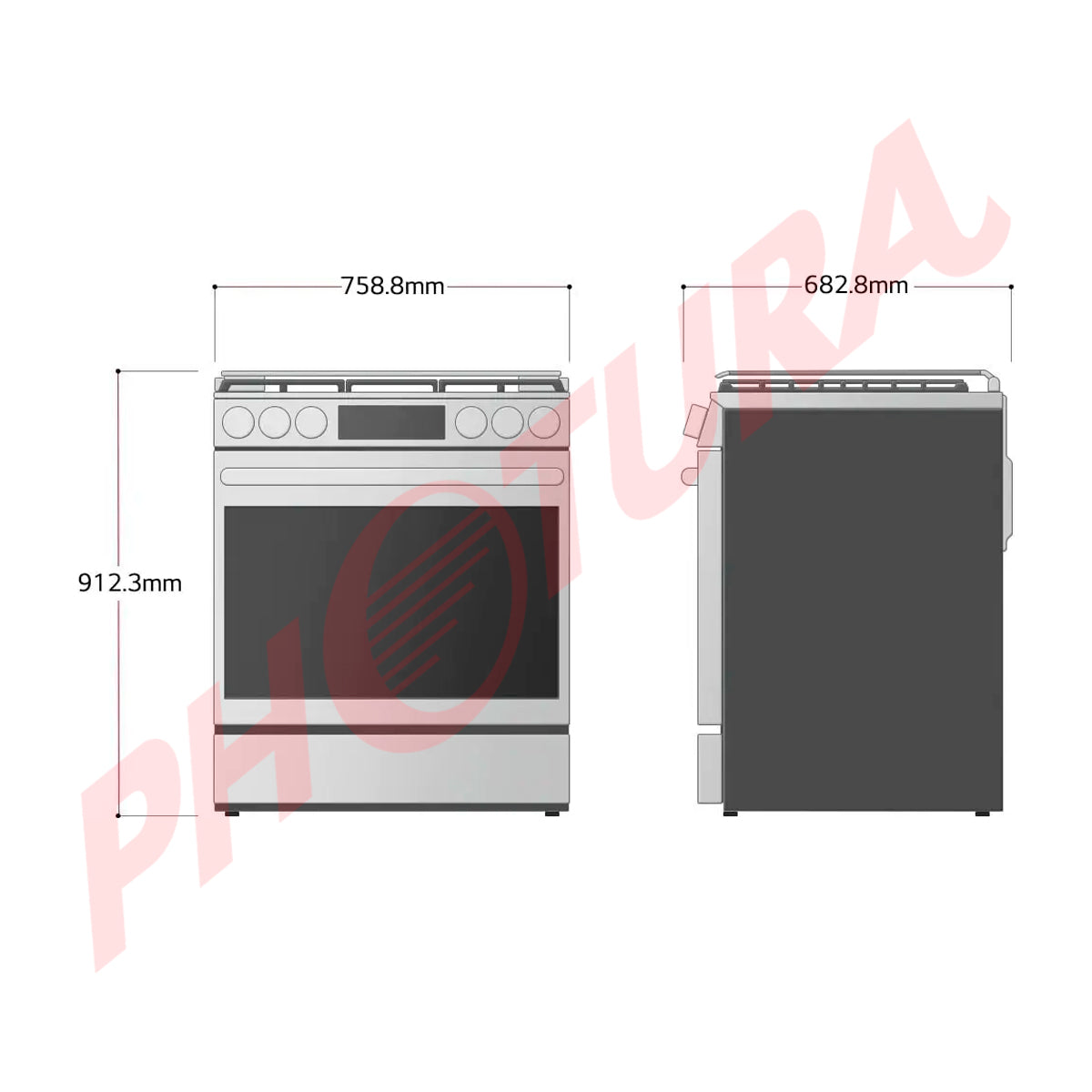 LG Estufa a Gas de Acero Inoxidable | Smart WiFi ThinQ | 5.8p3 | Ultra Heat | Air Fryer | Convección | Panel Digital | Tapa | Plancha | 30" | 5 Quemadores