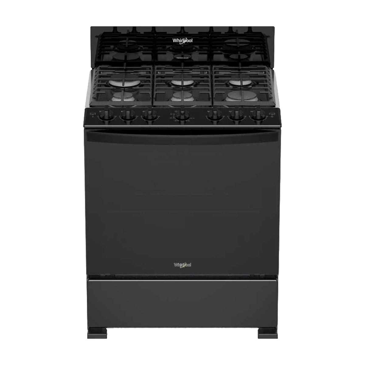 Whirlpool Estufa a Gas de Acero Inoxidable | Quemador Super | Ever Clean | Plancha | 30" | 6 Quemadores | Negro