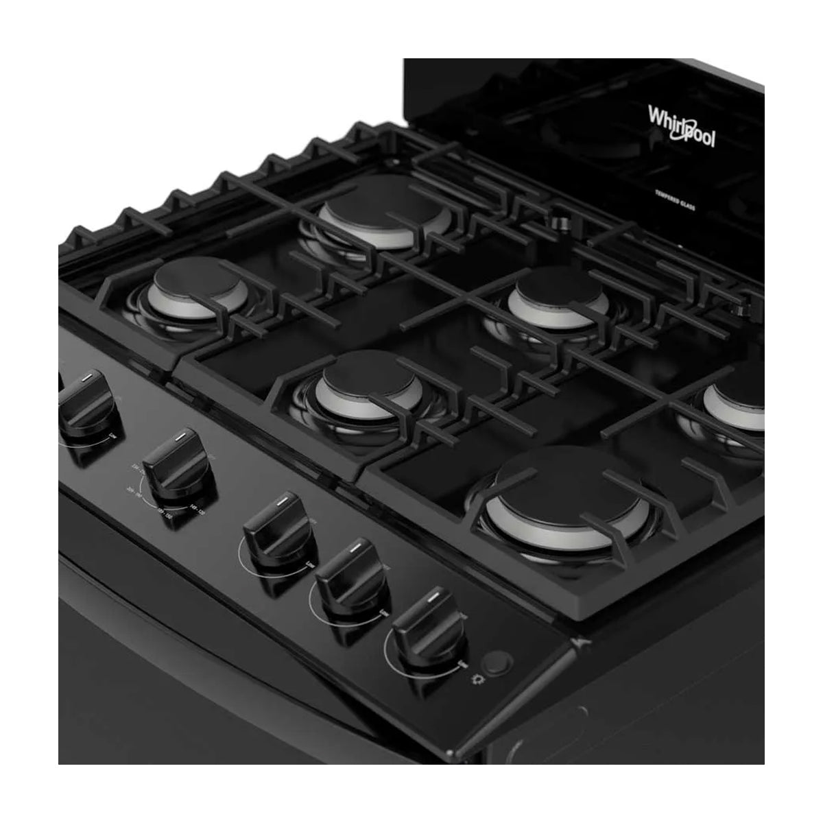 Whirlpool Estufa a Gas de Acero Inoxidable | Quemador Super | Ever Clean | Plancha | 30" | 6 Quemadores | Negro
