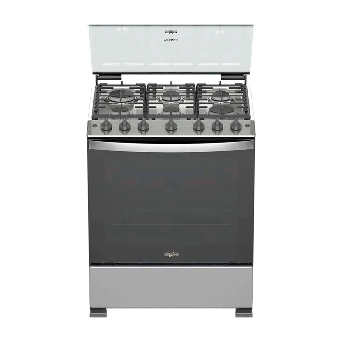 Whirlpool Estufa a Gas de Acero Inoxidable | Xpert Flamma | Ever Clean | Tapa | Plancha | 30" | 6 Quemadores