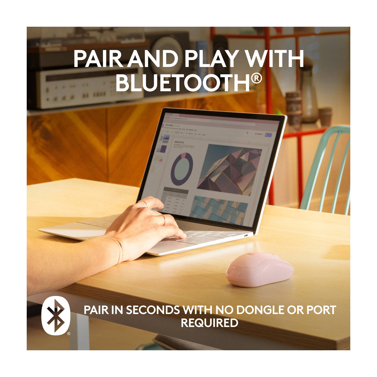 Logitech M240 Mouse Inalámbrico Silencioso | Bluetooth | Rosa