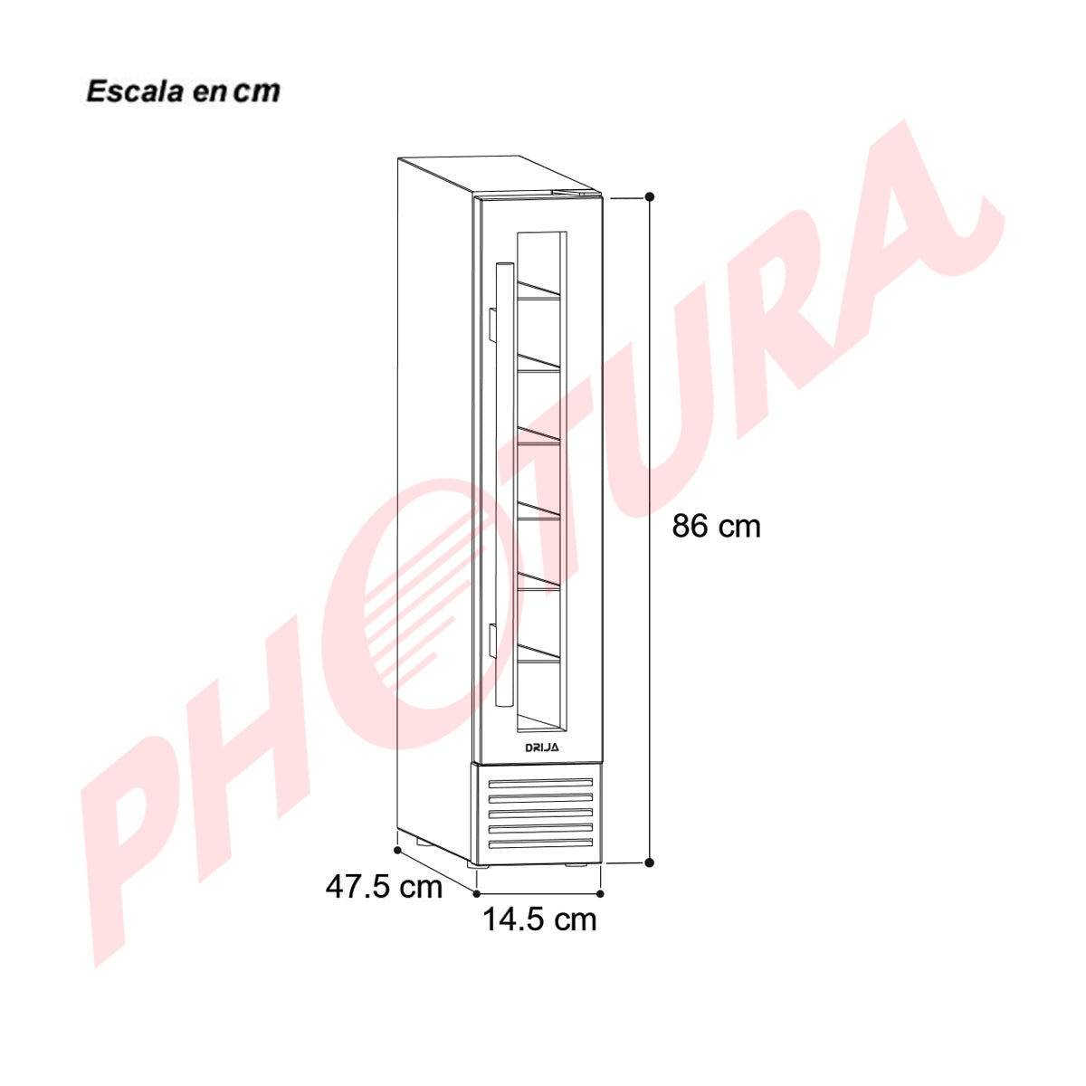 Drija Malbec 7 Vinera Empotrable de Compresor de 7 Botellas | Manilla De Acero Inoxidable