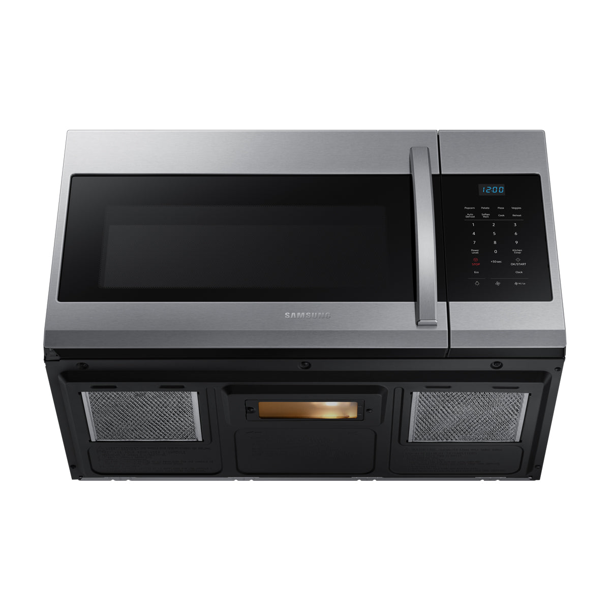 Samsung Microondas Extractor OTR de 1000W | Auto Cook | Glass Touch Panel | Interior de Cerámica | 1.7p3 | Plateado