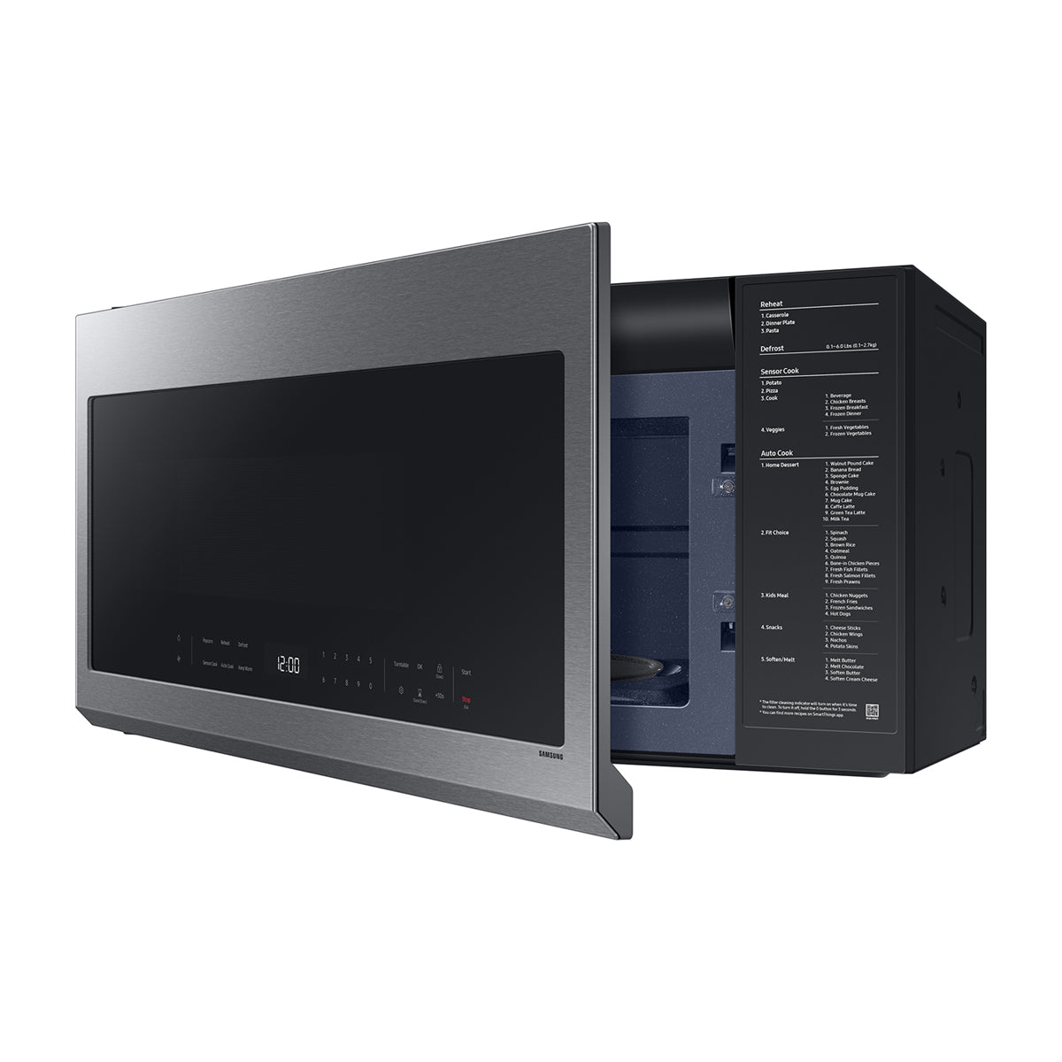 Samsung BESPOKE Microondas Extractor OTR de 1000W | Cocción con Sensor | Glass Touch Control | Interior de Cerámica | 2.1p3 | Plateado