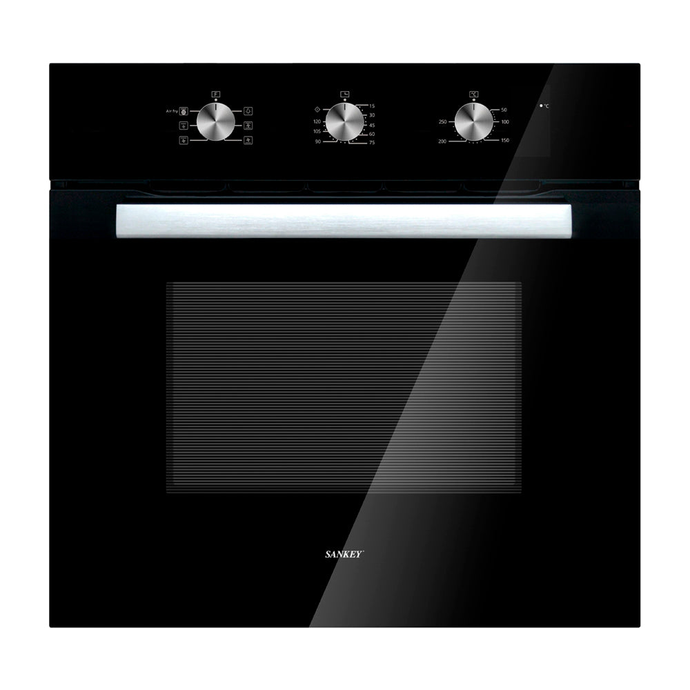 Sankey Horno Multifuncional Empotrable Eléctrico de 60cm | Freidora de Aire | Puerta de Doble Vidrio | Sistema de Ventilación | 65L | Negro