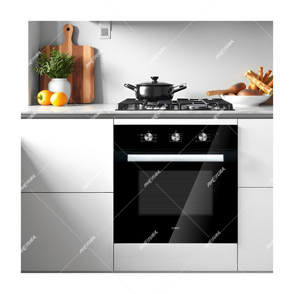 Sankey Horno Multifuncional Empotrable Eléctrico de 60cm | Freidora de Aire | Puerta de Doble Vidrio | Sistema de Ventilación | 65L | Negro