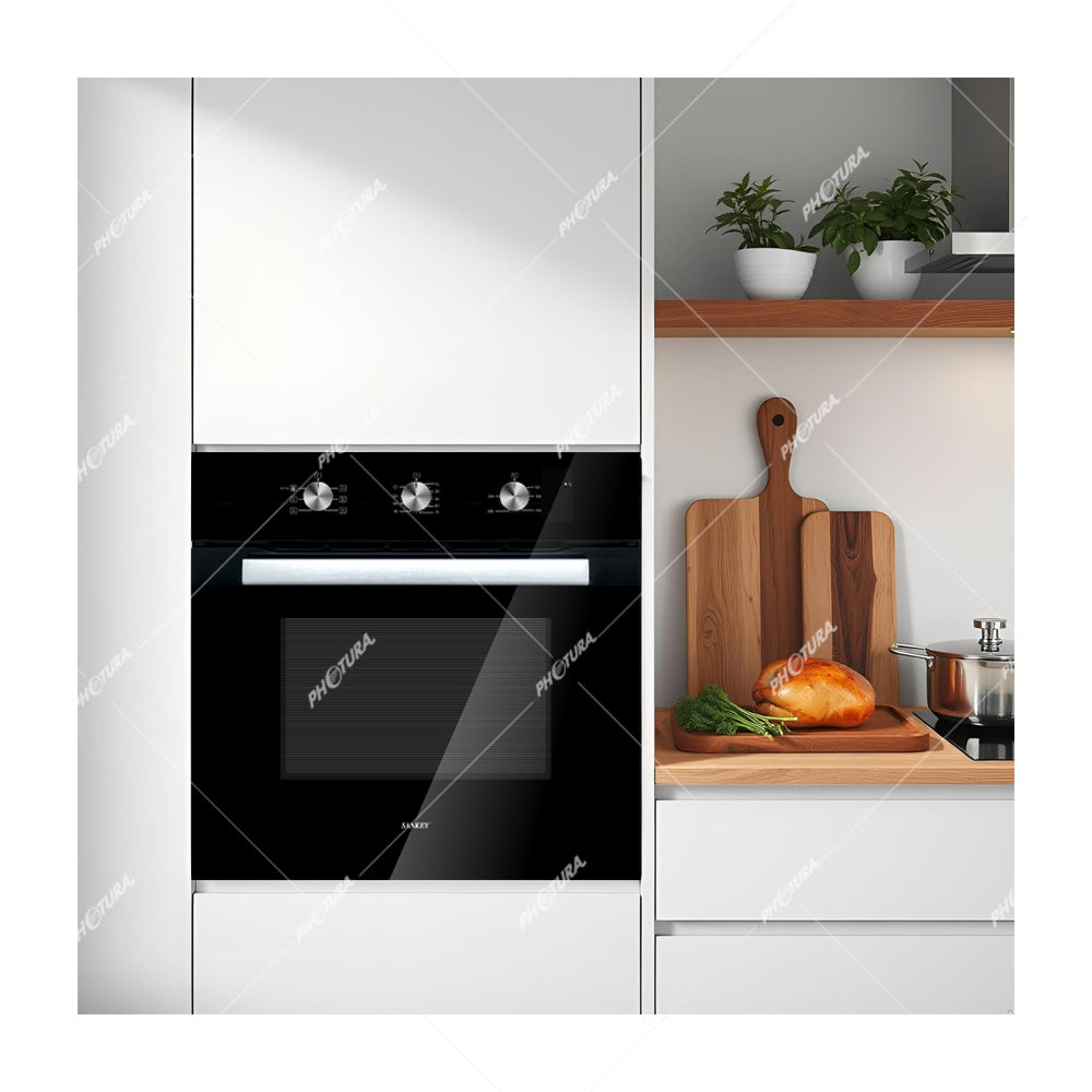 Sankey Horno Multifuncional Empotrable Eléctrico de 60cm | Freidora de Aire | Puerta de Doble Vidrio | Sistema de Ventilación | 65L | Negro
