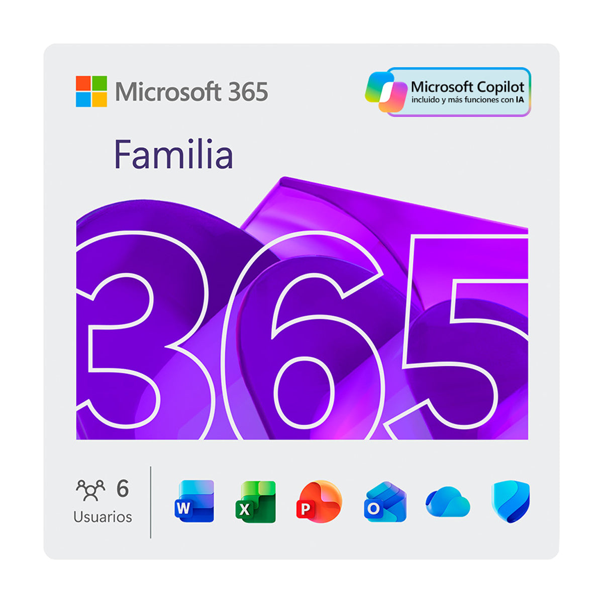 Microsoft 365 Familia Suscripción de 1 Año | Copilot IA | 6 Personas | 5 Dispositivos / Persona