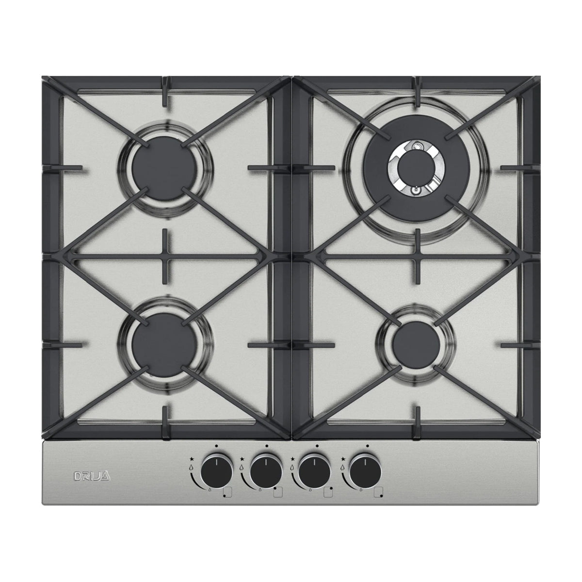 Drija Milan 60 Pro Estufa Empotrable a Gas de Acero Inoxidable | 4 Quemadores | 4 Válvulas de Seguridad
