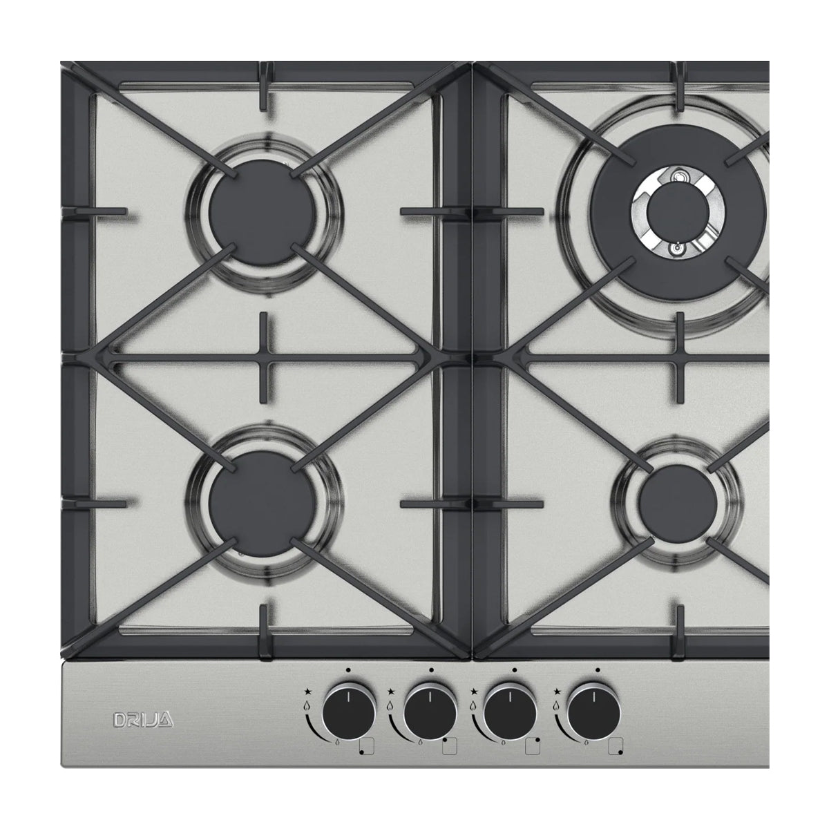 Drija Milan 60 Pro Estufa Empotrable a Gas de Acero Inoxidable | 4 Quemadores | 4 Válvulas de Seguridad