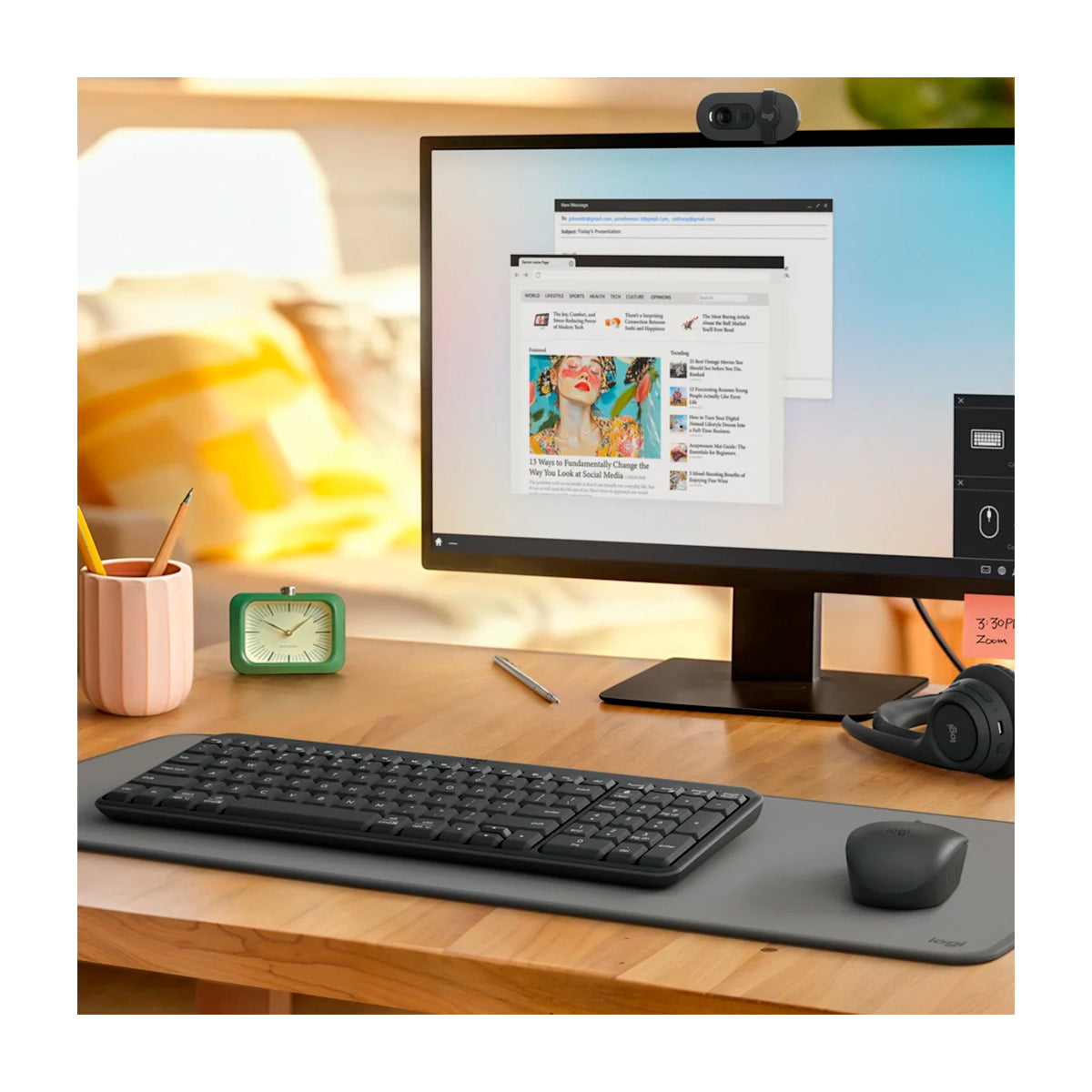 Logitech MK250 Teclado & Mouse Inalámbrico | Accesos Directos | A Prueba de Salpicaduras | Negro