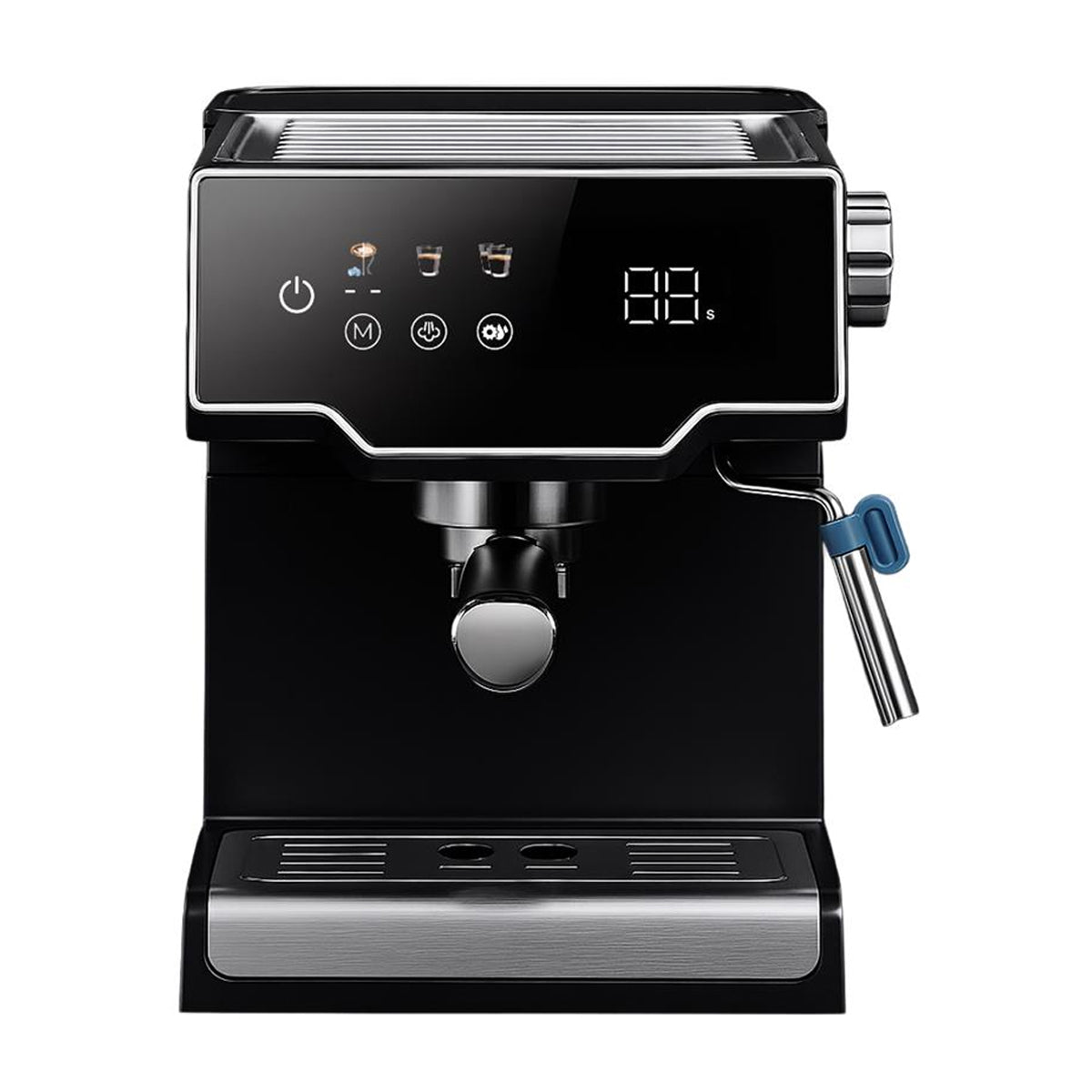 DRIJA Mocca Cafetera de 8 Tazas | Espresso y Capuccino | 15 - 20 Bares | Panel Digital | Sistema Espumador | Negro