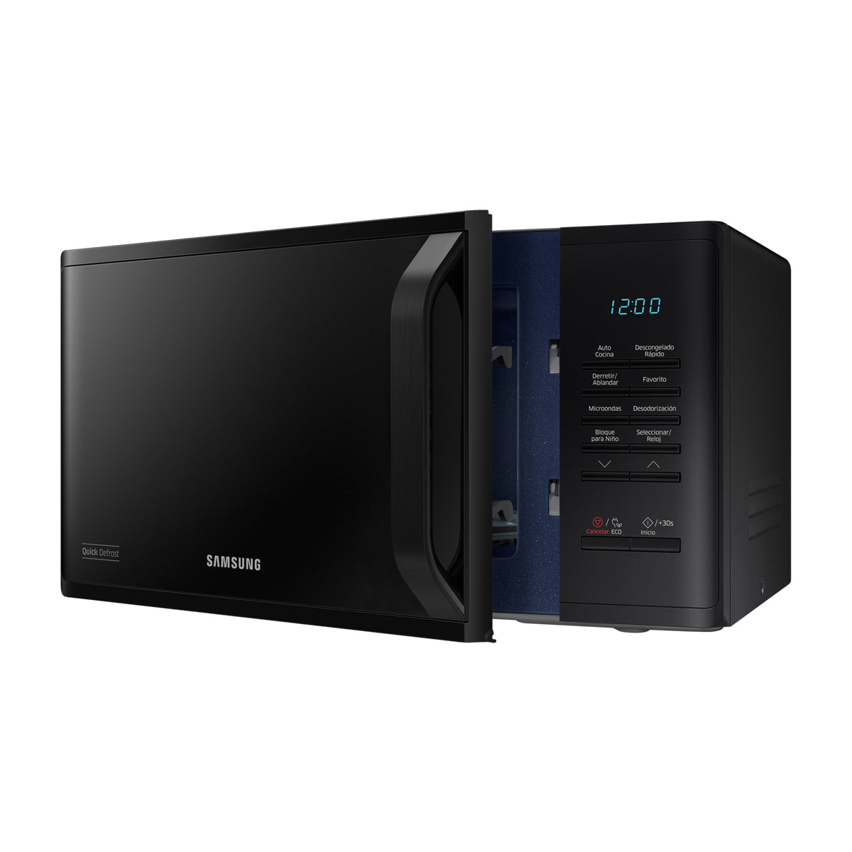 Samsung Microondas de 800W | Interior de Cerámica | Modo Eco | 0.8p3 | Negro