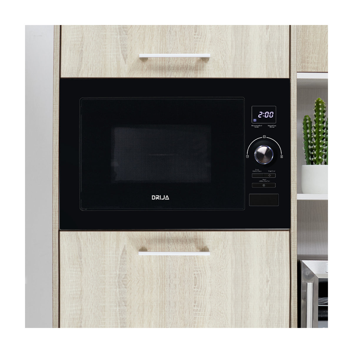 Drija Napoli 25L Black Microondas Empotrable de 900W | 0.9p3 | Cocción Grill | Sistema de Bloqueo Infantil