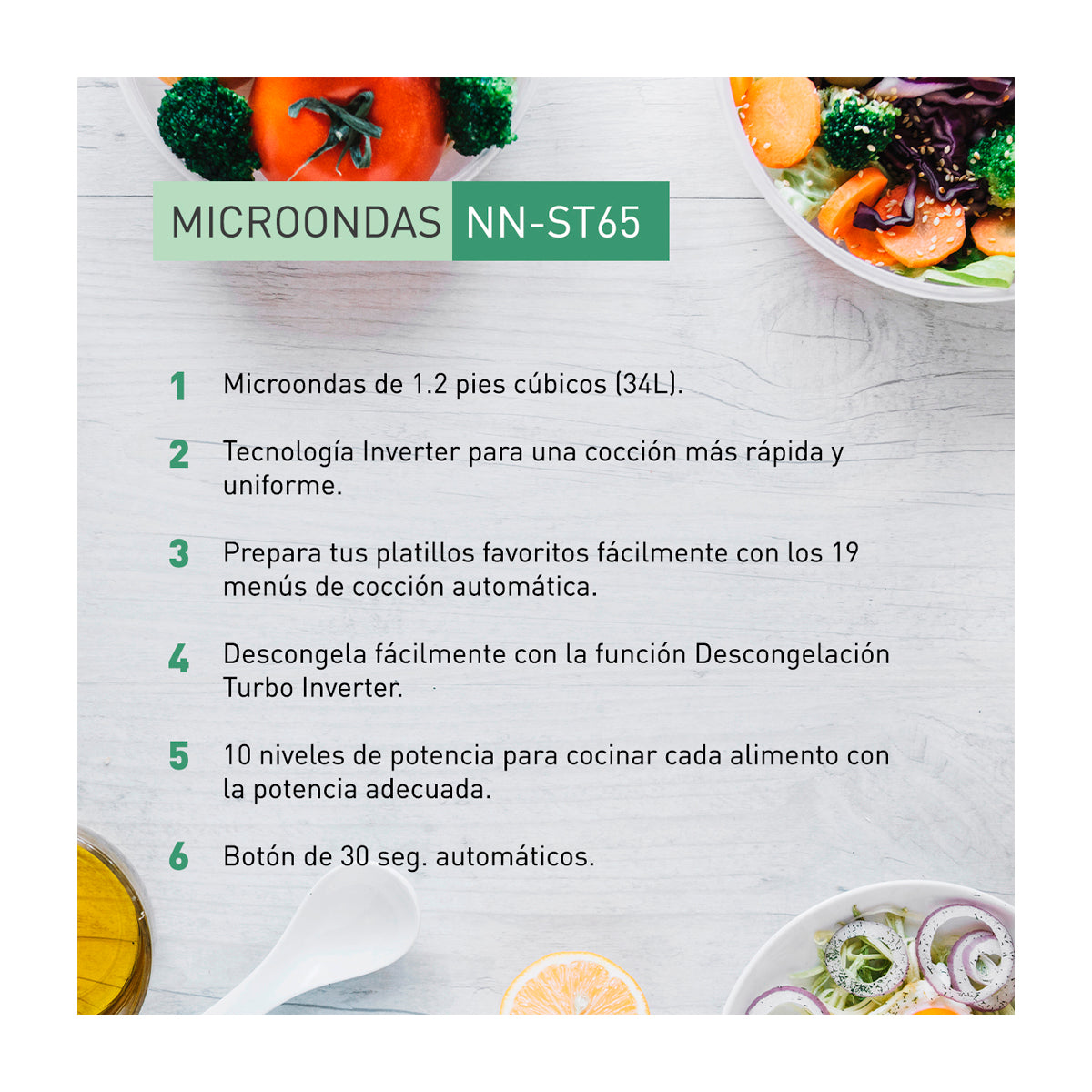 Panasonic Microondas Inverter de 1200W | 1.2p3 | Negro