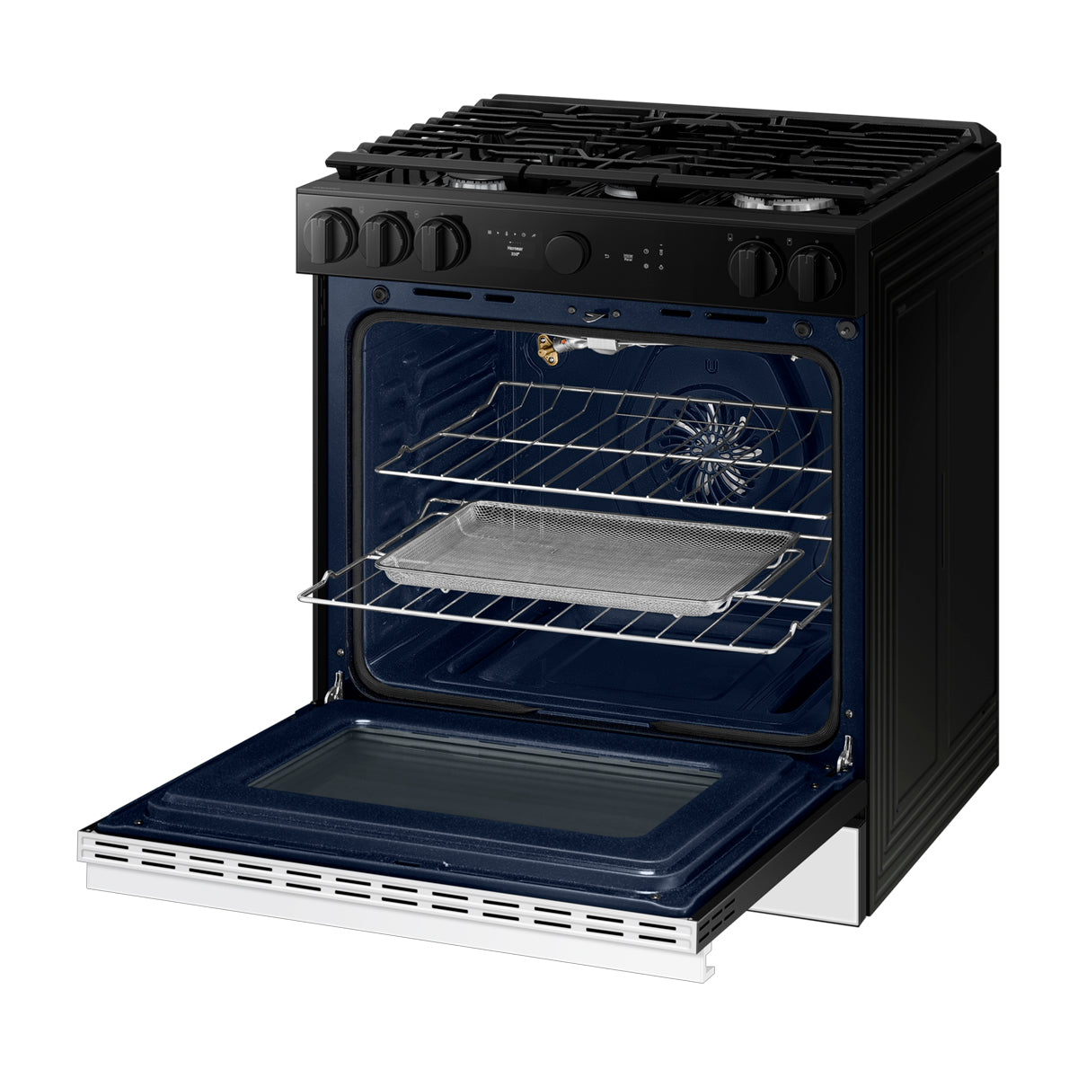 Samsung BESPOKE Estufa a Gas de Acero Inoxidable | WiFi Smart | 6p3 | Air Sous Vide | True Convection | Panel Digital | Plancha | 30" | 5 Quemadores | Clean White