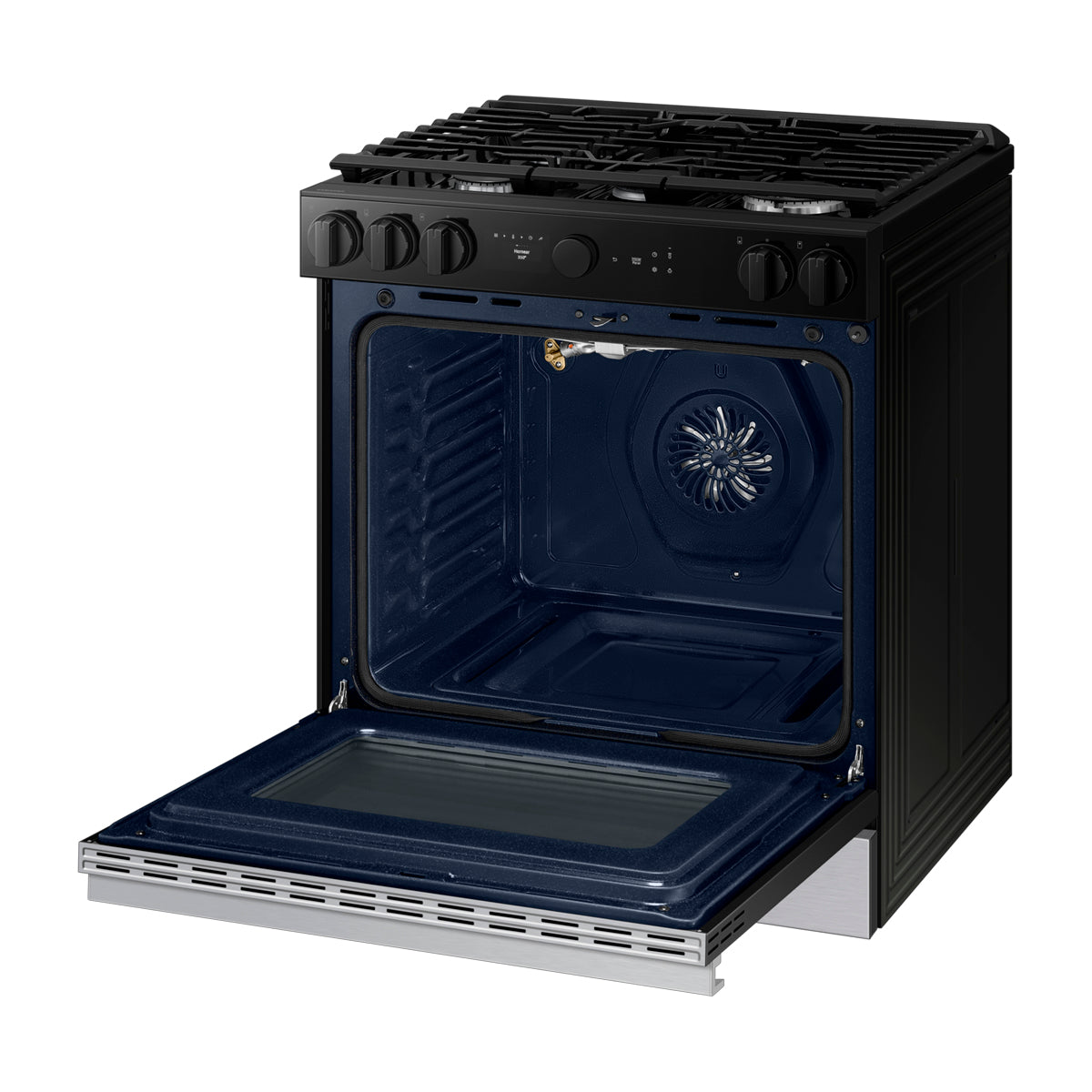 Samsung BESPOKE Estufa a Gas de Acero Inoxidable | WiFi Smart | 6p3 | Air Sous Vide | True Convection | Panel Digital | Plancha | 30" | 5 Quemadores