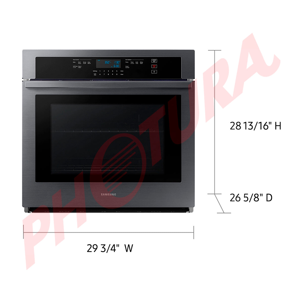 Samsung Horno Multifuncional Empotrable Eléctrico | 30" | 5.1p3 | WiFi | Control Táctil Digital | Interior de Cerámica Azul | Self / Steam Clean | 285°C | Negro