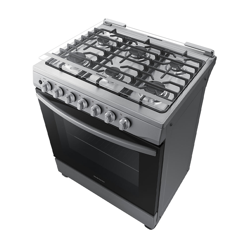 Samsung Estufa a Gas de Acero Inoxidable | Quemador Rápido | Easy Clean | Capacidad de 5.2p3 | Tapa | 30" | 6 Quemadores