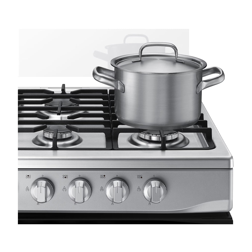 Samsung Estufa a Gas de Acero Inoxidable | Quemador Rápido | Easy Clean | Capacidad de 5.2p3 | Tapa | 30" | 6 Quemadores
