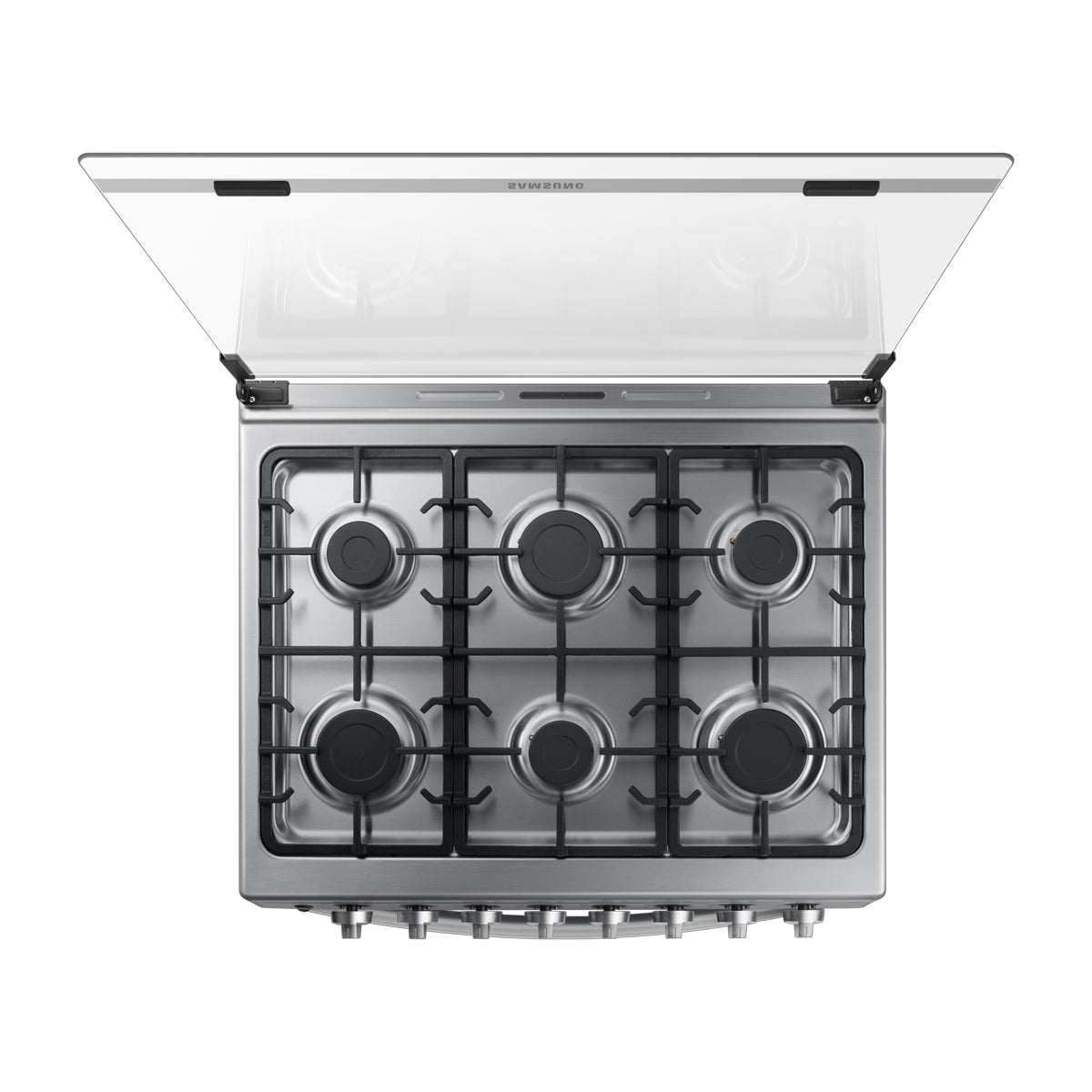 Samsung Estufa a Gas de Acero Inoxidable | Quemador Rápido | Easy Clean | Capacidad de 5.2p3 | Tapa | Plancha | 30" | 6 Quemadores