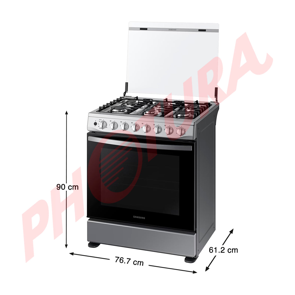 Samsung Estufa a Gas de Acero Inoxidable | Quemador Rápido | Easy Clean | Capacidad de 5.2p3 | Tapa | Plancha | 30" | 6 Quemadores