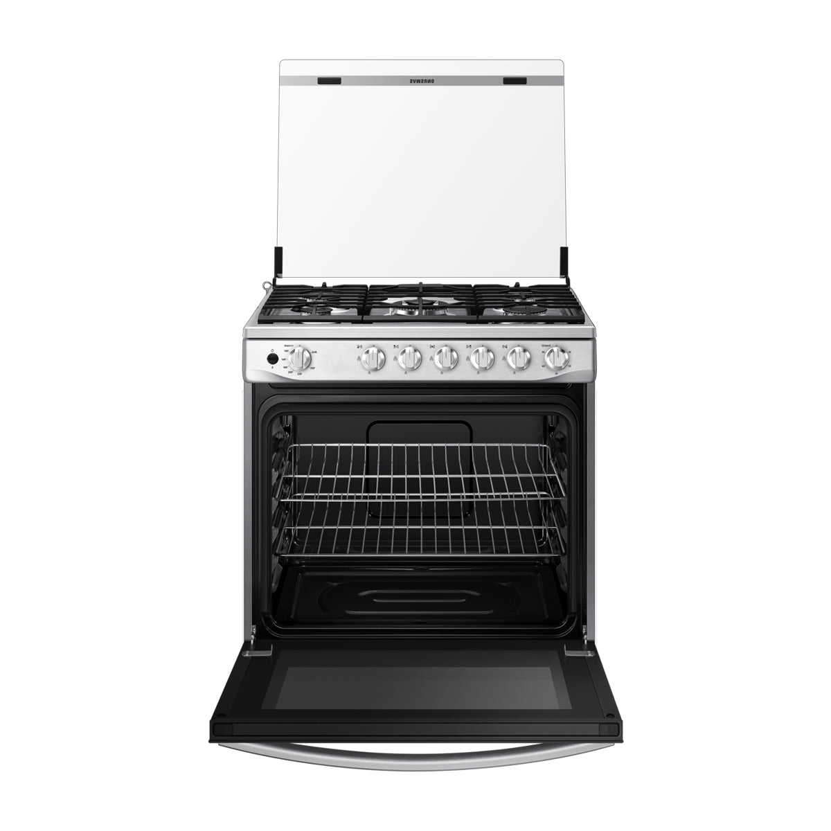 Samsung Estufa a Gas de Acero Inoxidable | Quemador Triple Potencia | Tipo Espejo | Capacidad de 5.2p3 | Tapa | Plancha | 30" | 5 Quemadores