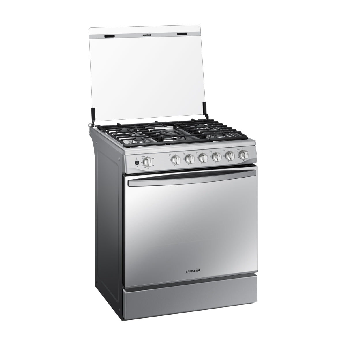 Samsung Estufa a Gas de Acero Inoxidable | Quemador Triple Potencia | Tipo Espejo | Capacidad de 5.2p3 | Tapa | Plancha | 30" | 5 Quemadores