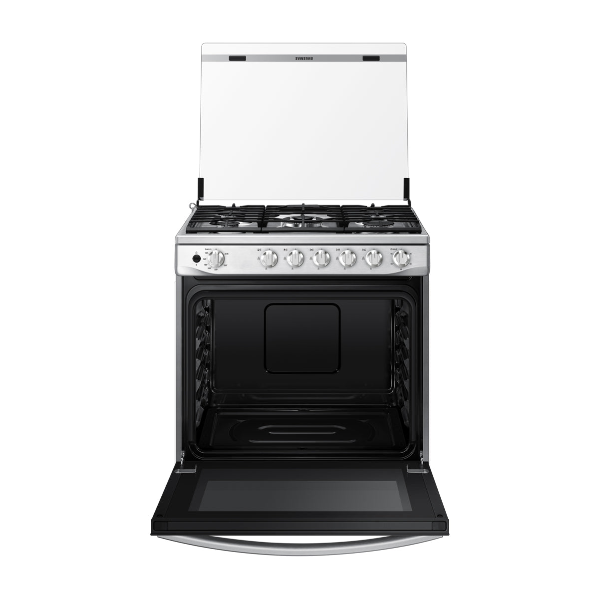 Samsung Estufa a Gas de Acero Inoxidable | Quemador Triple Potencia | Tipo Espejo | Capacidad de 5.2p3 | Tapa | Plancha | 30" | 5 Quemadores