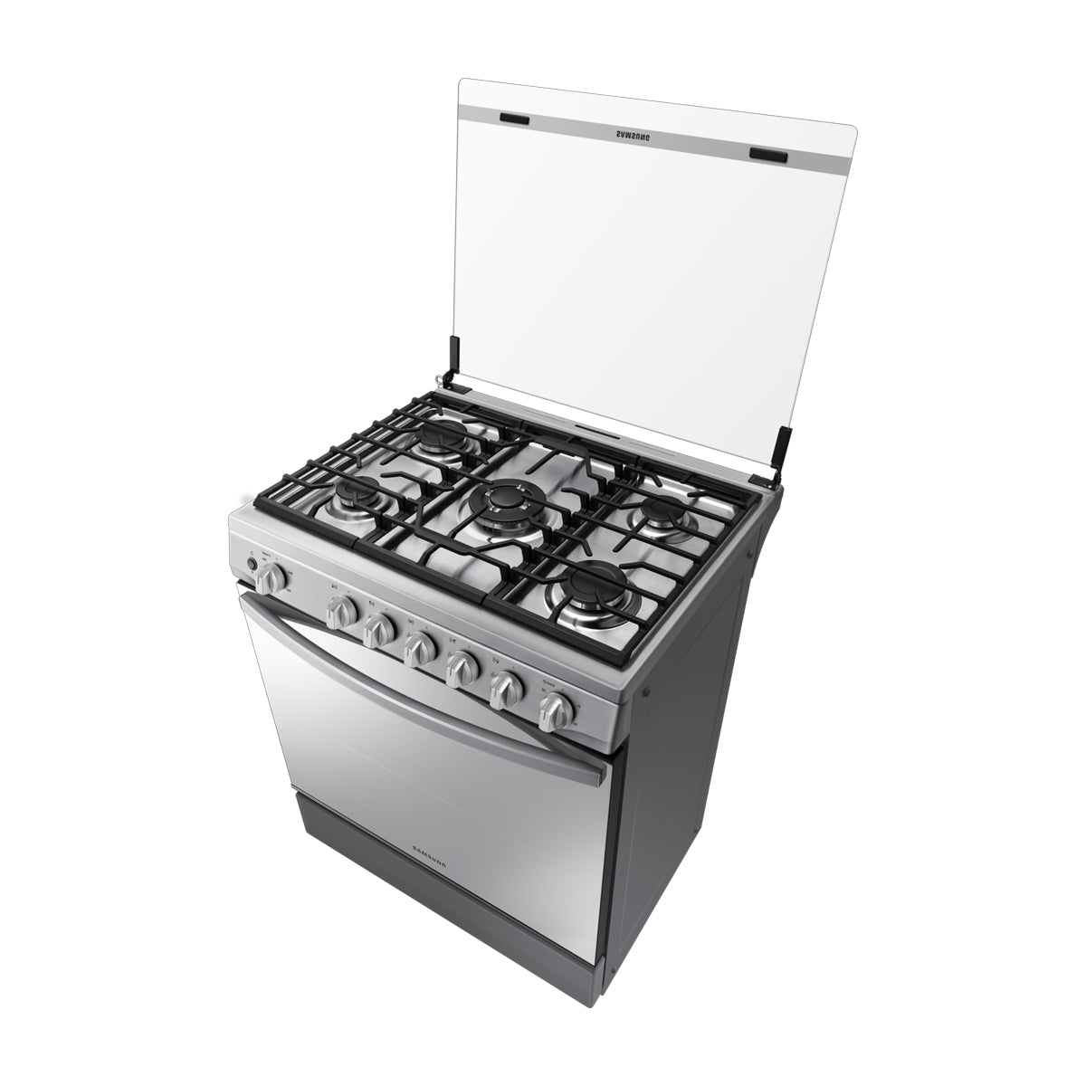 Samsung Estufa a Gas de Acero Inoxidable | Quemador Triple Potencia | Tipo Espejo | Capacidad de 5.2p3 | Tapa | Plancha | 30" | 5 Quemadores