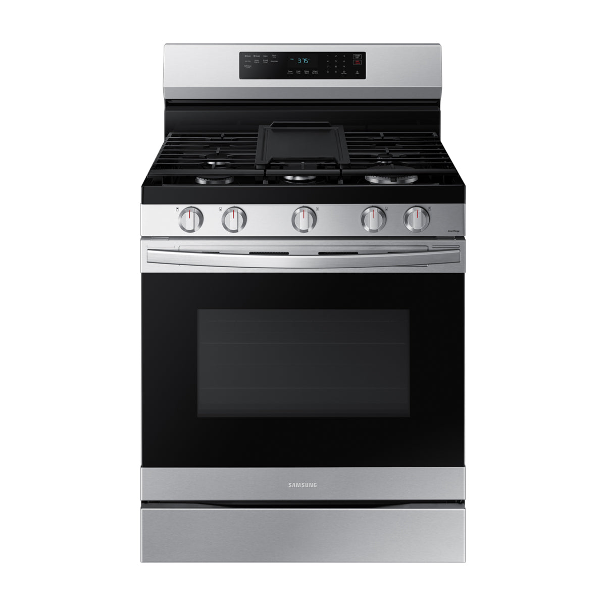 Samsung Estufa a Gas de Acero Inoxidable | WiFi Smart | 6p3 | Air Fryer | Convección | Control de Voz (Alexa y Google) | Panel Digital | Plancha | 30" | 5 Quemadores