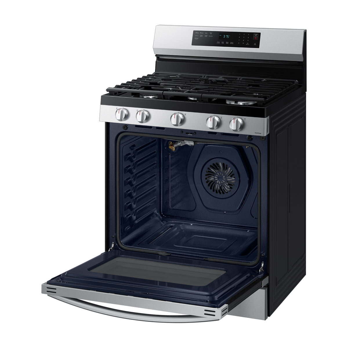 Samsung Estufa a Gas de Acero Inoxidable | WiFi Smart | 6p3 | Air Fryer | Convección | Control de Voz (Alexa y Google) | Panel Digital | Plancha | 30" | 5 Quemadores