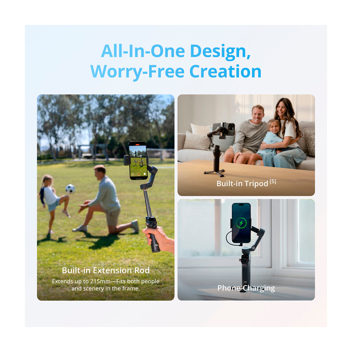 DJI Osmo Mobile 8 Gimbal Extendible para Smartphones | Magnetic | Estabilizador de 3-Ejes | Módulo Multifuncional | Quick Launch | Rotación 360° | ActiveTrack 7.0 | 10H | Gris Oscuro