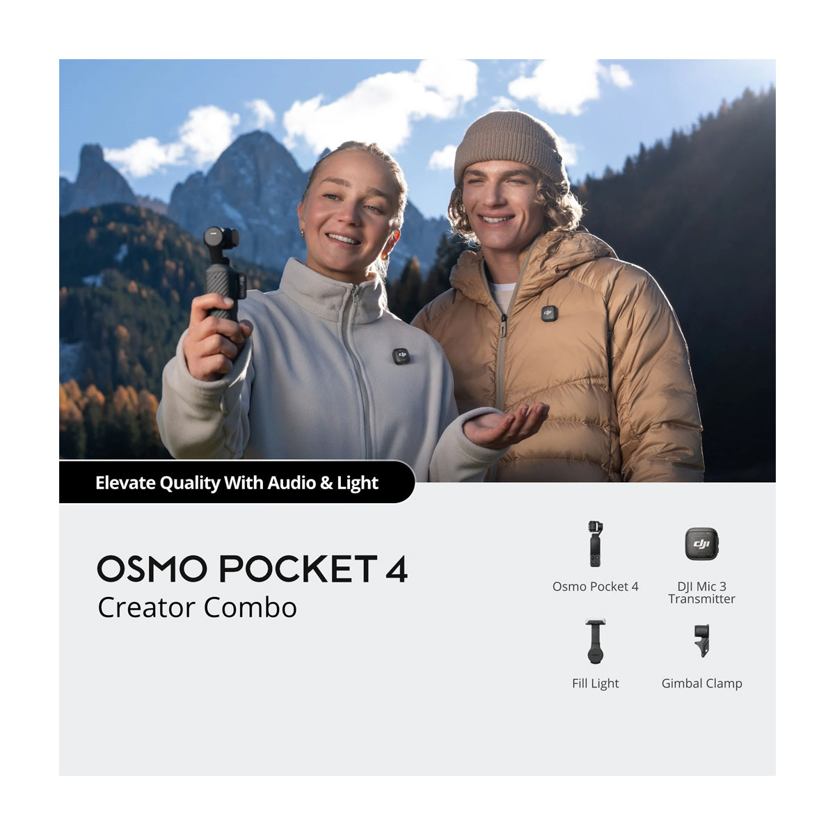 DJI Osmo Pocket 4 Creator Combo Cámara Digital | Video 4K | Estabilizador de 3-Ejes | Pantalla Giratoria | ActiveTrack 7.0 | OsmoAudio | Slow Motion