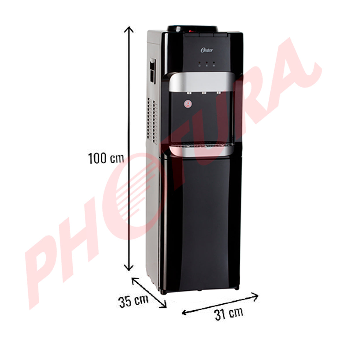 Oster OSWD2100 Dispensador de Fría/Caliente/Ambiente | Compartimiento de Almacenaje | Garrafones de 11L y 19L | Negro