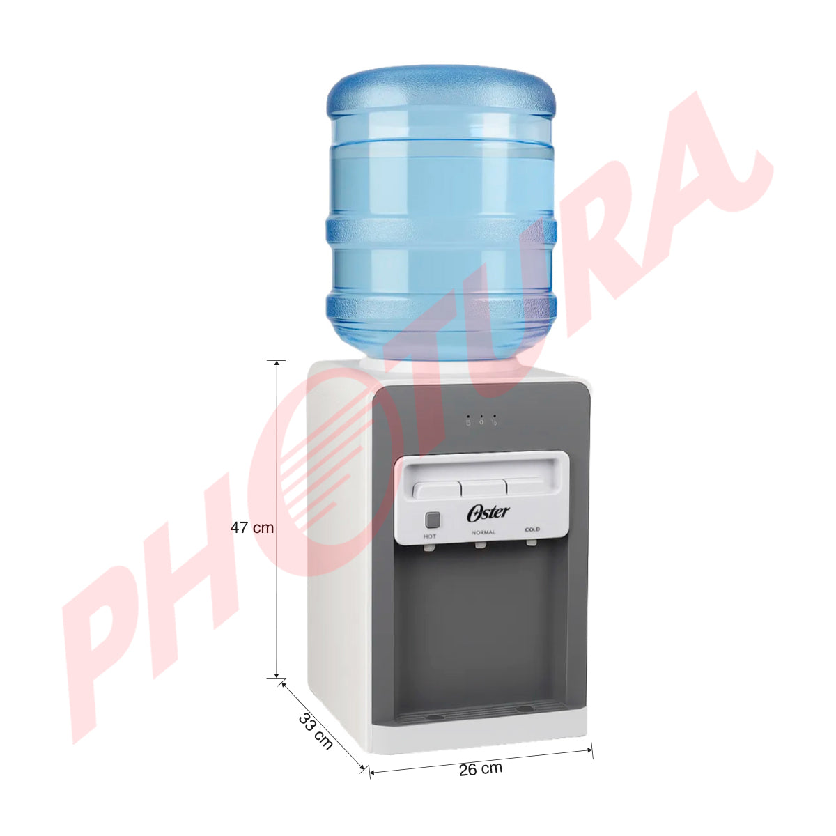 Oster OSWDA633 Dispensador de Agua Fría/Caliente de Mesa | Garrafones de 11L y 22L | Blanco Gris