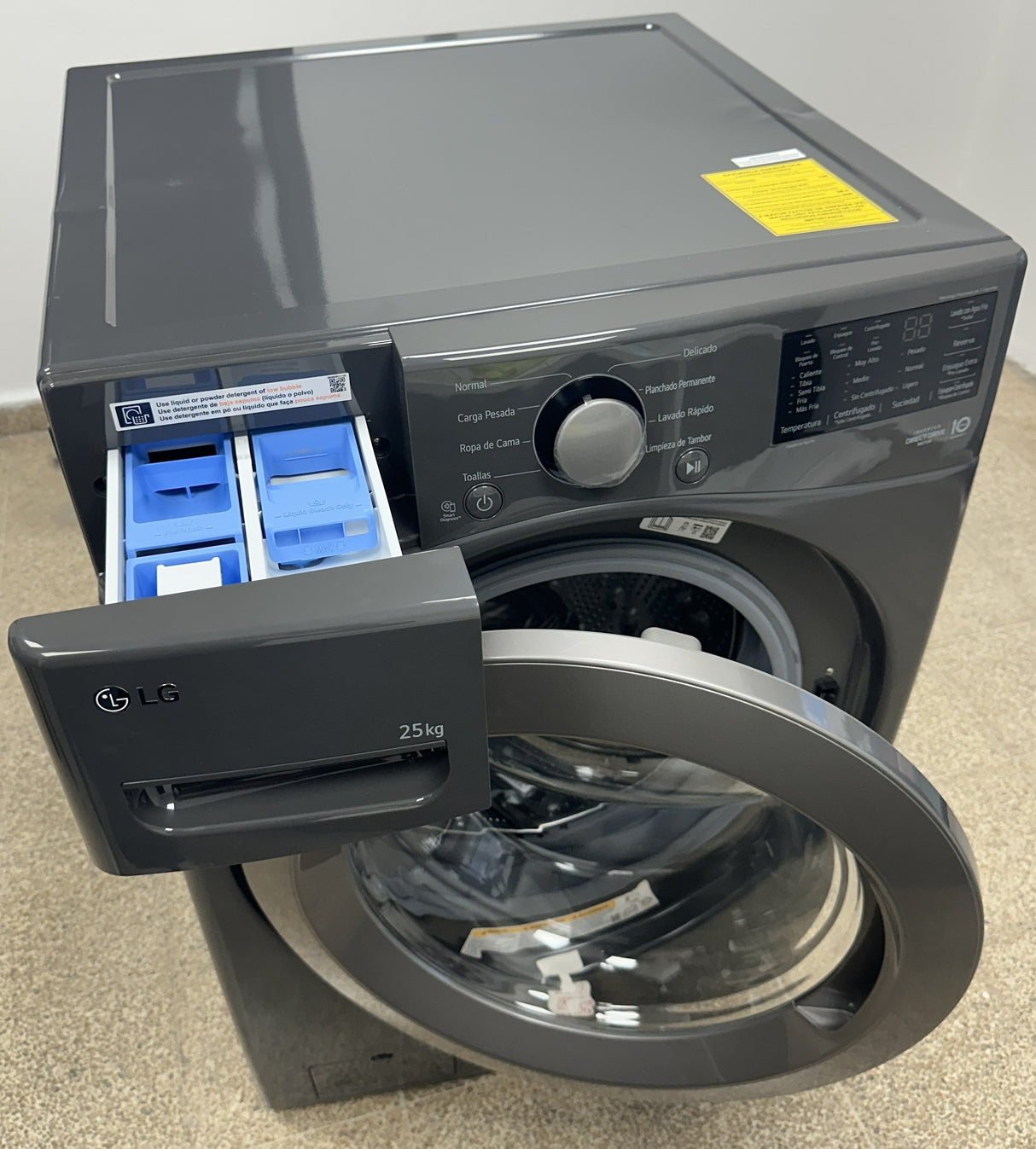 (Outlet) LG Combo Lavadora Automatica Inverter Direct Drive y Secadora a Gas de Carga Frontal | 6 Motion DD | 25kg | Negro Medio