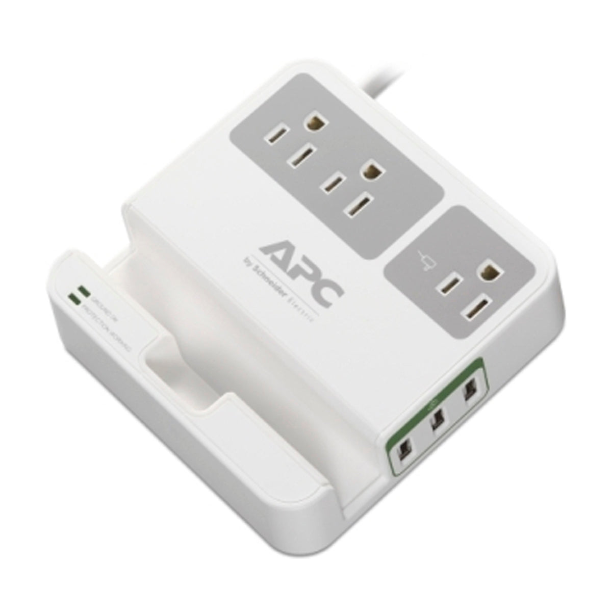 APC Protector de Sobretensión inteligente | 3 Salidas | 3 USB | 2 indicadores LED