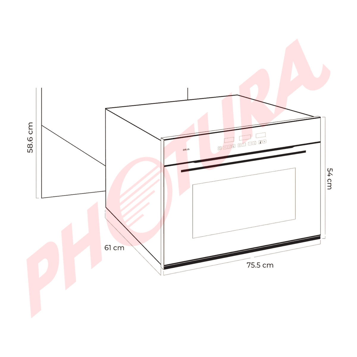 DRIJA Pacific 76 Air-A Eléctrico Horno Multifuncional Empotrable Eléctrico | Puerta de Triple Vidrio | 270°C