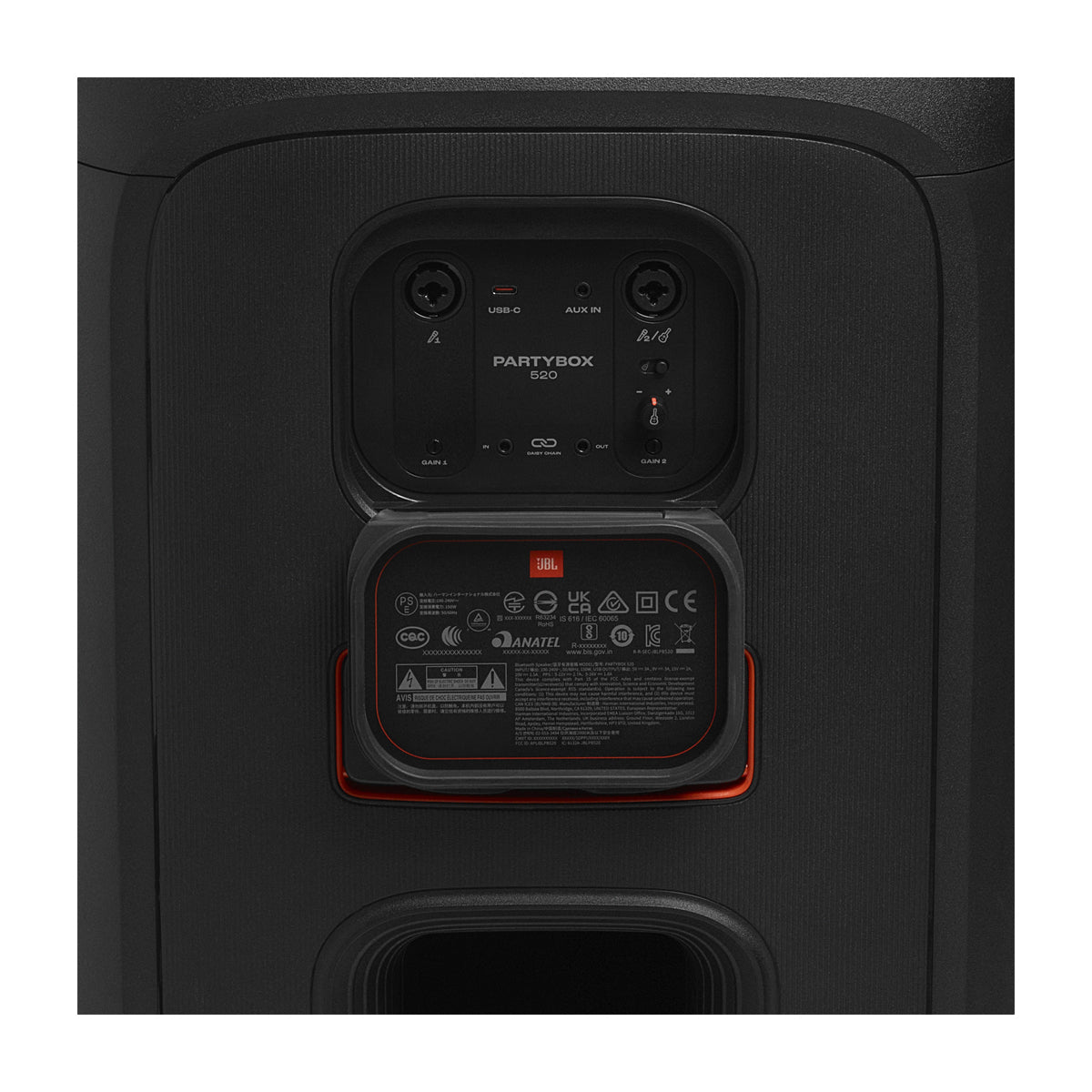 JBL PartyBox 520 Bocina Portátil Bluetooth | AI Sound Boost | Luces | 15H | IPX4 | Negro