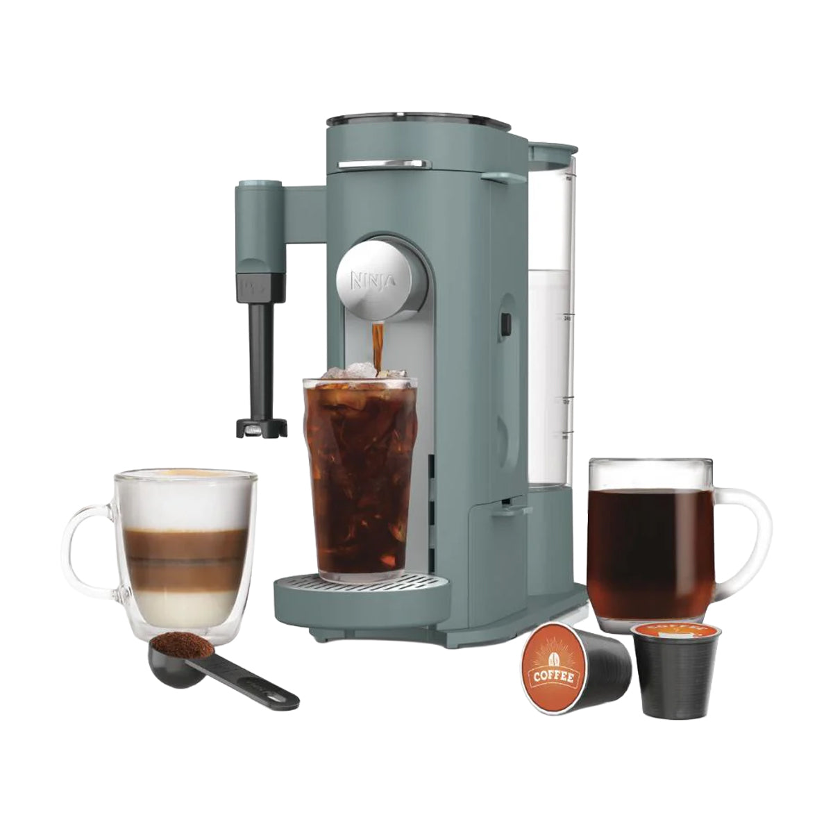 Ninja Pods & Grounds Cafetera Especial de 1 Taza | 4 Estilos de Preparación | Espumador | Verde