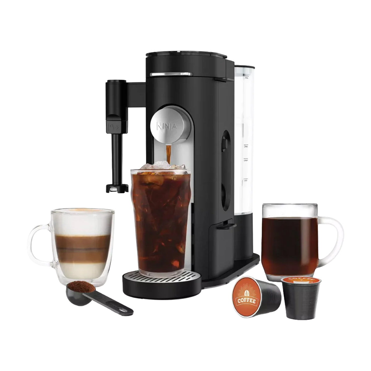 Ninja Pods & Grounds Cafetera Especial de 1 Taza | 4 Estilos de Preparación | Espumador | Negro