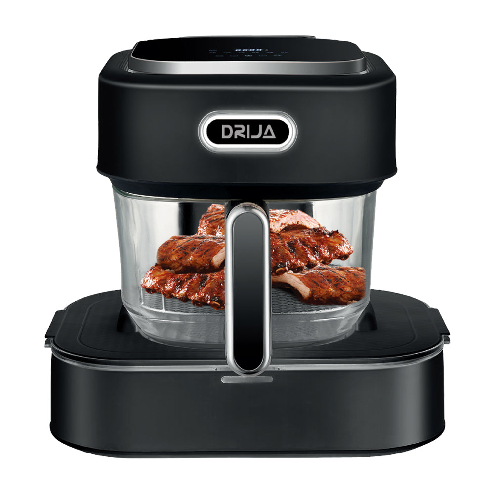 Drija Porchetta Freidora de Aire Digital / Vaporizador | 4.5L y 7L | Visión de Cocción | Vidrio Templado de Alta Resistencia | Multiples Opciones de Cocción | Negro