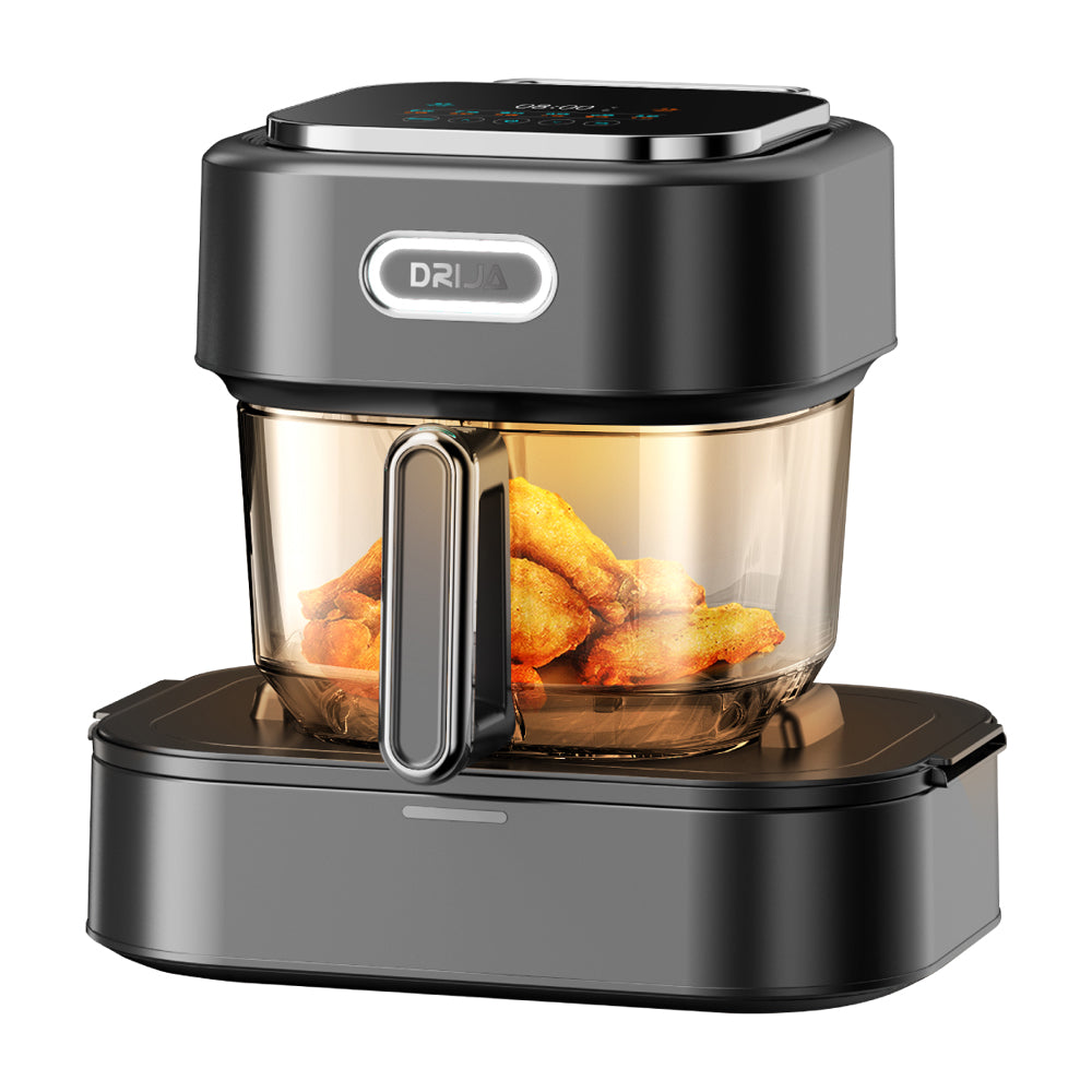 Drija Porchetta Freidora de Aire Digital / Vaporizador | 4.5L y 7L | Visión de Cocción | Vidrio Templado de Alta Resistencia | Multiples Opciones de Cocción | Negro