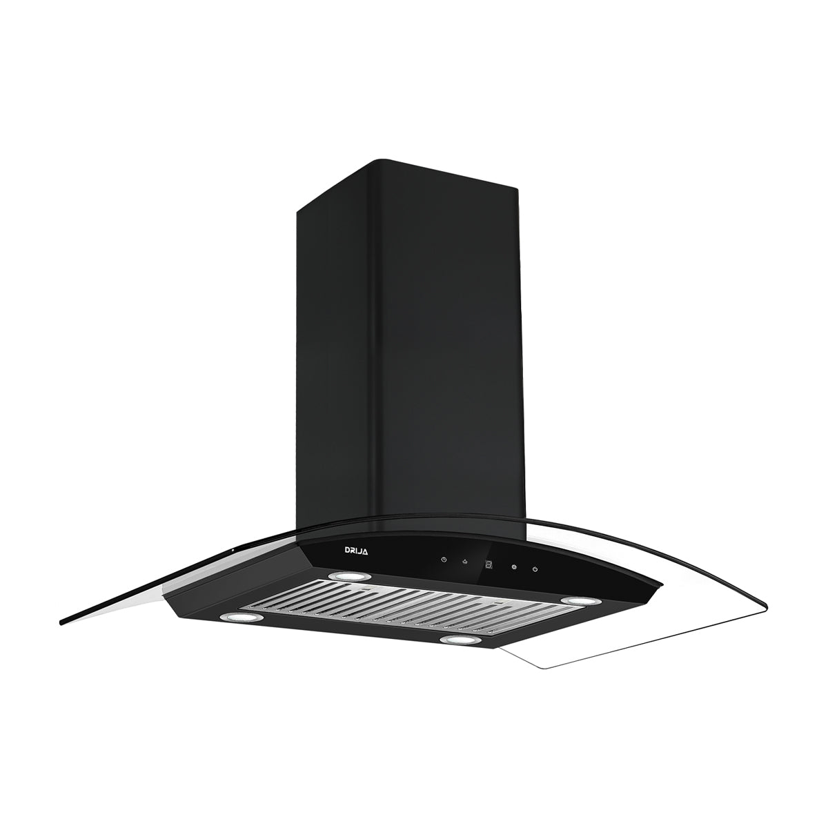 Drija Prisma Isla Touch 90 Black Extractor de Grasa | Tipo Isla | 3 Velocidades | Panel Táctil | 2 Filtros de Carbón | 2 Filtros de Aluminio | 500m3/H