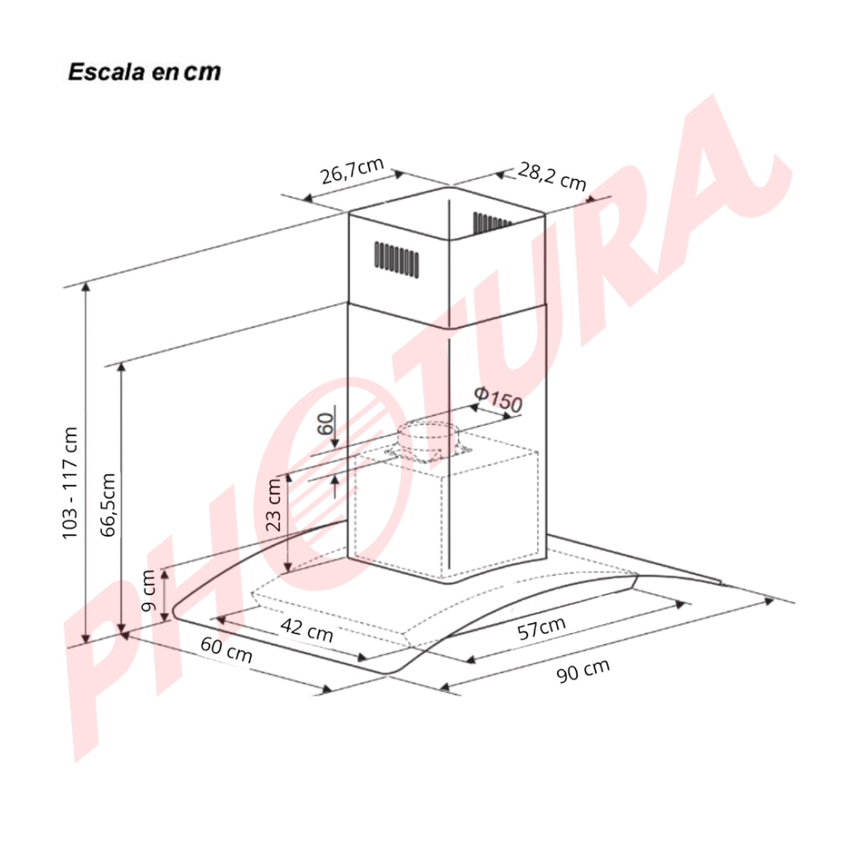 Drija Prisma Isla Touch 90 Extractor de Grasa | Tipo Isla | 3 Velocidades | Panel Táctil | 2 Filtros de Carbón | 2 Filtros de Aluminio | 500m3/H