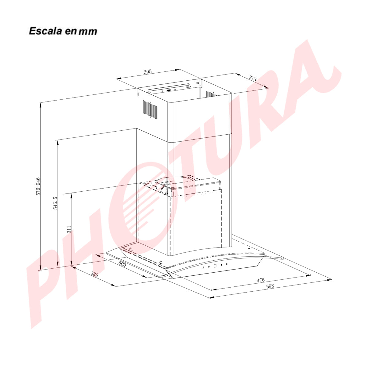 Drija Prisma Touch 60 Extractor de Grasa | Tipo Chimenea | 3 Velocidades | Panel Táctil | 1 Filtro de Carbón | 1 Filtro de Aluminio | 500m3/H